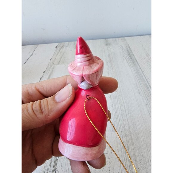 Vintage ceramic flora fairy sleeping beauty godmother red pink ornament Xmas tre - Picture 5 of 8
